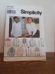 8742 SIMPLICITY VARIETY OF TUXEDO LONG SLEEVE SHIRTS COLLAR OR NOT PATTERN  6-10